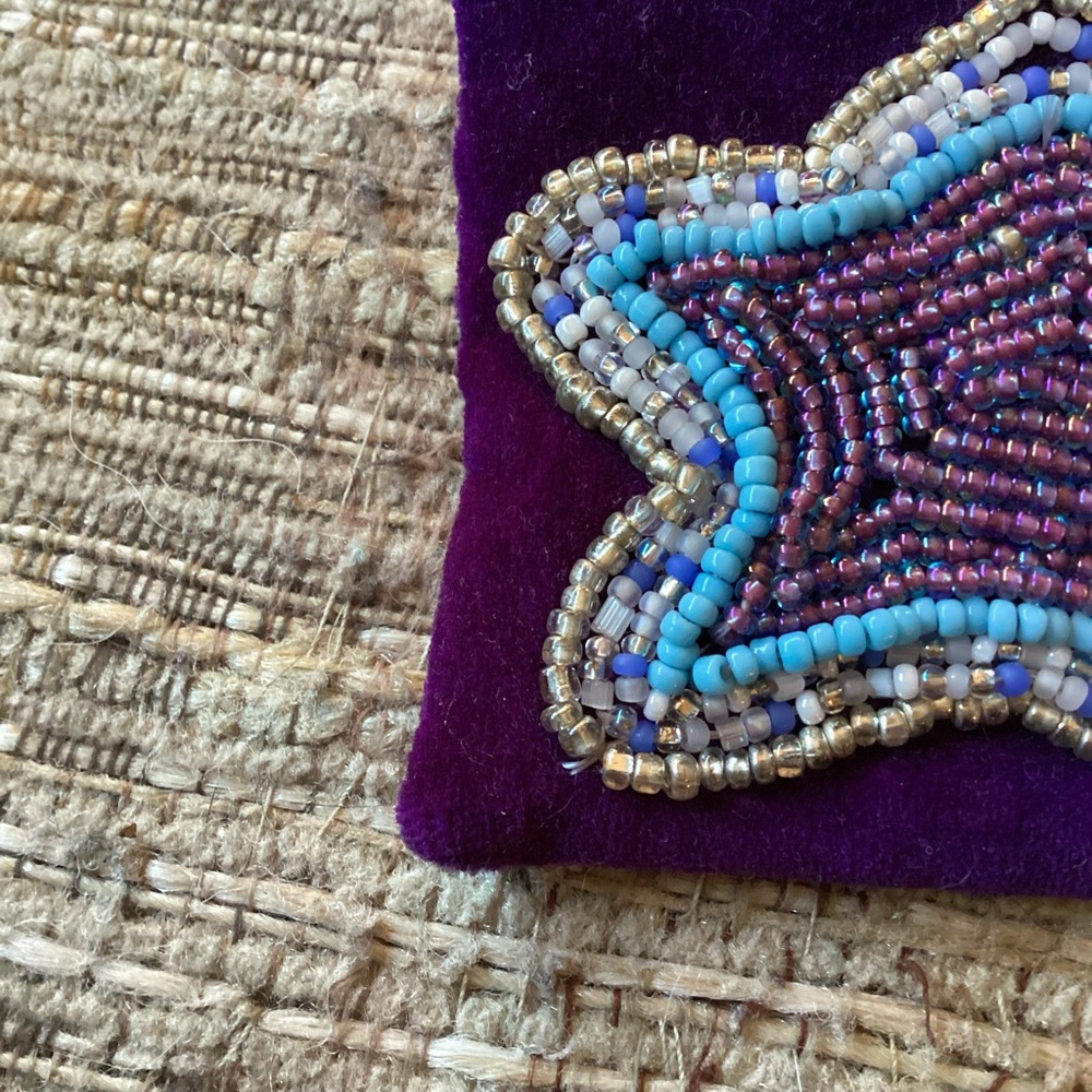 Boutique: Handcrafted Star Beaded Brooch - Purple and Blue - Picture 3 of 7